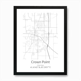 Crown Point,United States Minimalist Map 1 Art Print