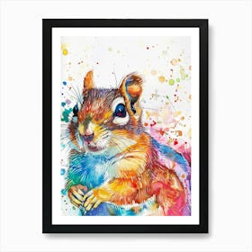 Chipmunk Colourful Watercolour 4 Art Print