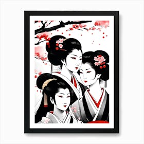 Three Geishas Art Print