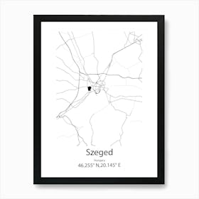 Szeged,Hungary Minimalist Map Art Print