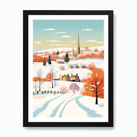 Retro Winter Illustration Cotswolds United Kingdom 1 Art Print