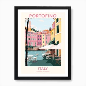 Portofino, Italy, Flat Pastels Tones Illustration 4 Poster Art Print