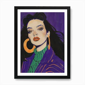 Girl With Hoop Earrings 1 Art Print