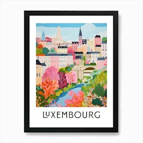 Luxembourg Maximalist Travel Poster Vibrant Colour Art Print