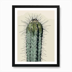 Bishops Cap Cactus Minimalist Abstract Illustration 3 Art Print