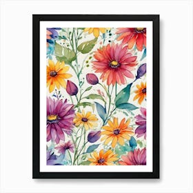 Watercolor Floral Pattern 2 Art Print