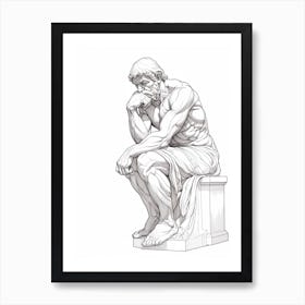 Line Art Inspired By The Thinker 3 Poster