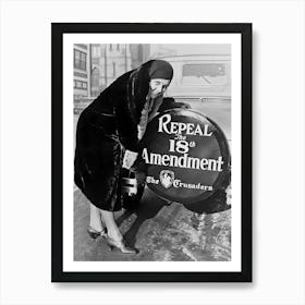 Prohibition, Repeal 18th Amendment, Woman Protester, Black and White Old Photo, Vintage Bar Cart Decor Art Print