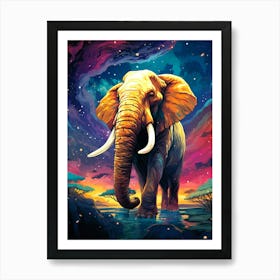 Elephant In The Water Art Print