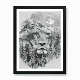 Lion In The Snow Art Print