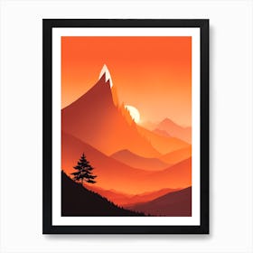 Misty Mountains Vertical Background In Orange Tone 2 Art Print