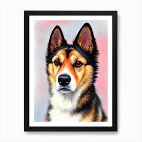 Norwegian Buhund 2 Watercolour Dog Art Print