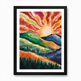 Sunset In The Mountains Art Print