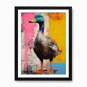 Duck Pop Art Risograph Inspired 2 Art Print