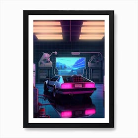 Back To The Future Lab Delorean Vaporwave Art Print