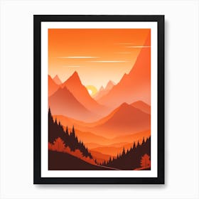 Misty Mountains Vertical Composition In Orange Tone 260 Art Print