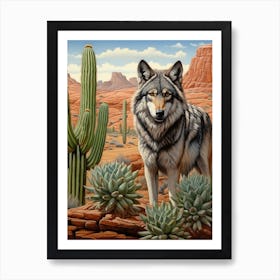 Honshu Wolf Desert Scenery 4 Art Print