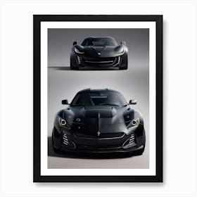 Two Black Sports Cars Art Print