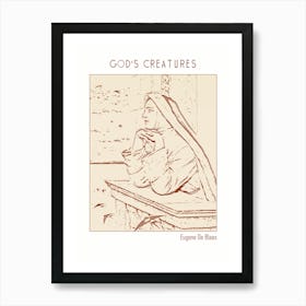 Line Art Minimalist – God S Creatures – Eugene De Blaas – Classic Painting 1 Art Print