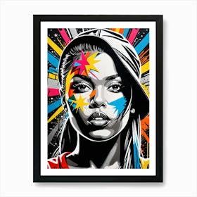 Graffiti Mural Of Beautiful Hip Hop Girl 44 Art Print