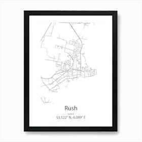 Rush,Ireland Minimalist Map Art Print