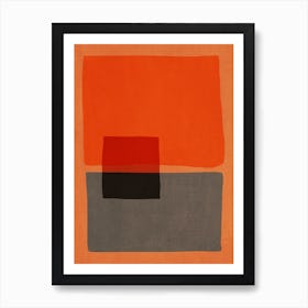 Color Block Orange Brown Gray Art Print