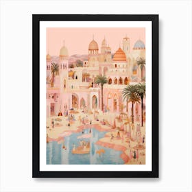 Hurghada Egypt 1 Vintage Pink Travel Illustration Affiche