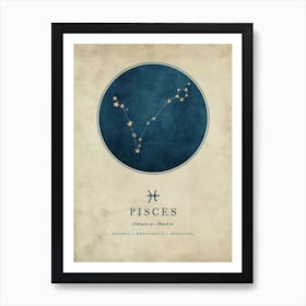 Astrology Constellation and Zodiac Sign of Pisces Art Print