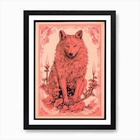 Red Wolf Tarot Card 4 Art Print