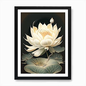 White Lotus Retro Illustration 1 Art Print