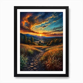 Sunset In The Mountains 3 Art Print