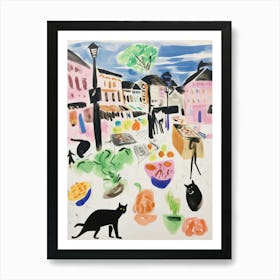 The Food Market In Bath 2 Illustration Art Print