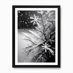 Frost, Snowflakes, Black & White 3 Art Print