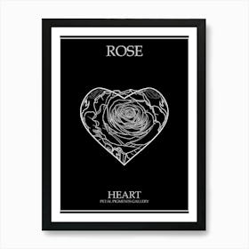 Rose Heart Line Drawing 1 Poster Inverted Art Print