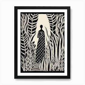 B&W Plant Illustration Snake Plant 3 Art Print