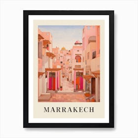 Marrakech Morocco 8 Vintage Pink Travel Illustration Poster Art Print