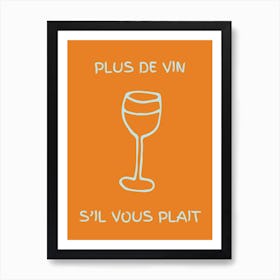 Wine Glass Kitchen Poster Orange & Teal Art Print