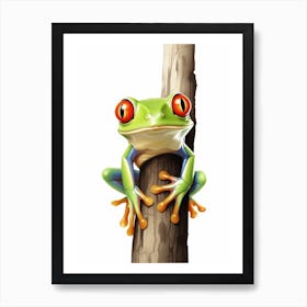 Watercolour Jungle Animal Baby Red Eyed Tree Frog 4 Art Print