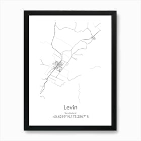 Levin,New Zealand Minimalist Map Art Print