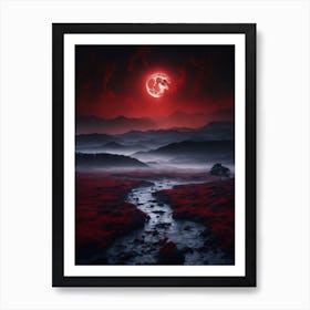 Red Moon In The Sky Print Art Print