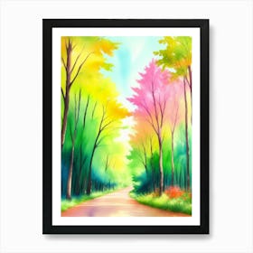 Colorful Road In The Forest Art Print