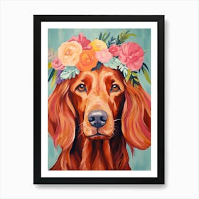 Irish Setter Portrait With A Flower Crown, Matisse Painting Style 4 Art Print