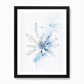 Nature, Snowflakes, Minimalist Watercolour 2 Art Print