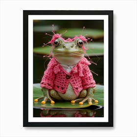 Frog In Pink Art Print