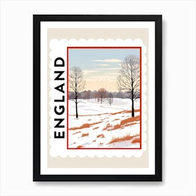 Retro Winter Stamp Poster Richmond England 5 Art Print