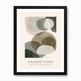 Galerie D'Art Abstract Abstract Circles Beige Green 4 Art Print