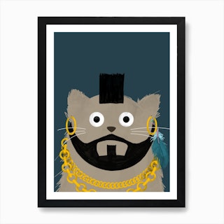 Cat Mr T Art Print