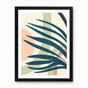 Earthy Tropical Foliage Blue 4 Art Print