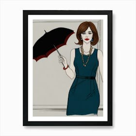 Woman Holding An Umbrella Art Print