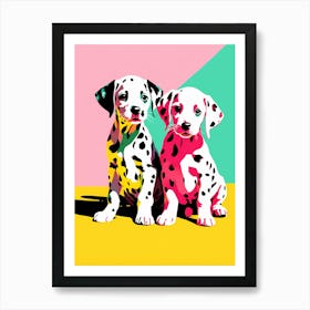 'Dalmatian Pups', This Contemporary art brings POP Art and Flat Vector Art Together, Colorful Art, Animal Art, Home Decor, Kids Room Decor, Puppy Bank - 42nd Art Print